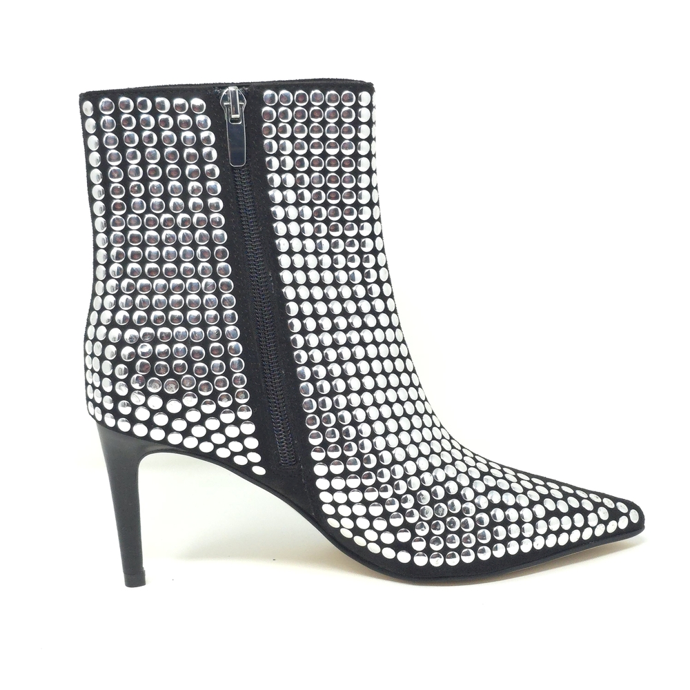 Nine West Mitten Black Studded Pointed Toe Ankle Booties 6M - Picture 5 of 12